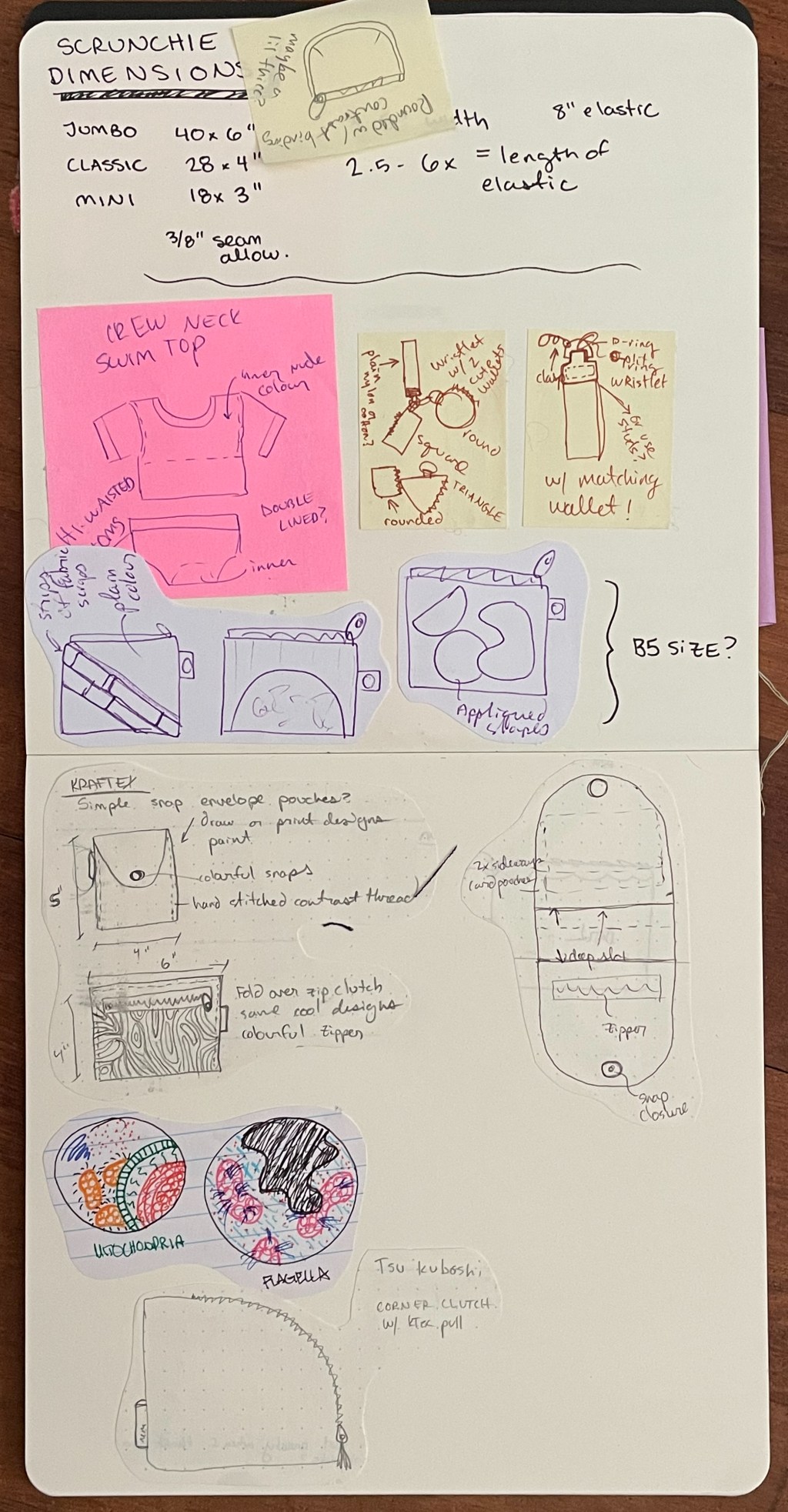 Sketchbook updates and book elastic with pen holder draft pattern